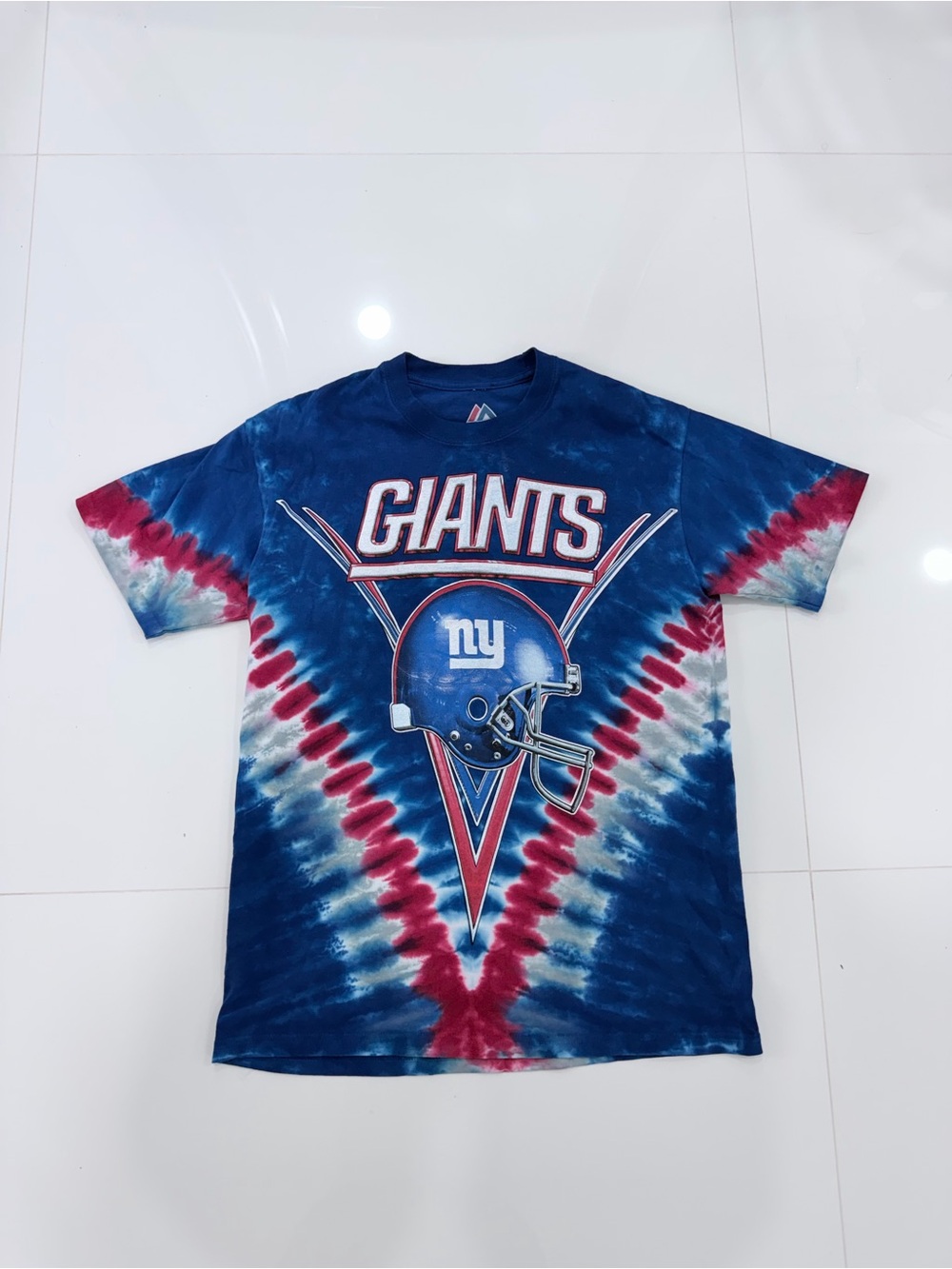 Vintage Y2K New York Giants Tie Dye Majestic NFL Tee Size M